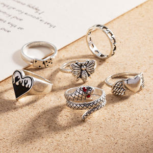 Traje de joyería de aleación de estilo Retro Punk oscuro 53 Piezas Wind Oil Skull <span class=keywords><strong>Spider</strong></span> Solitaire Ghostface Ring Set - Product Image 2