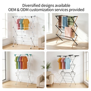 Tendedero de Ropa Plegable Personalizable de 3 Niveles, Portátil, de Acero y Bambú, Tipo Vertical - Product Image 3