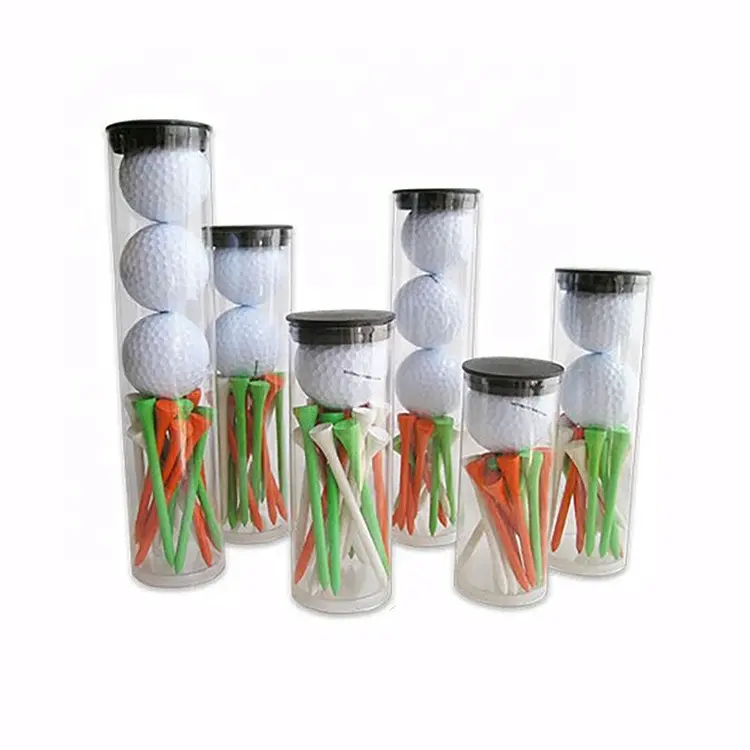 Caja de embalaje de pelota de golf transparente duradera personalizada, paquete de 6 cajas de embalaje de tubo de cilindro de plástico para pelotas de golf