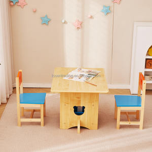 Ensemble table et 2 chaises en forme d'ours pour enfants et tout-petits avec 4 bacs en plastique, meubles pour chambre d'enfant. - Product Image 1