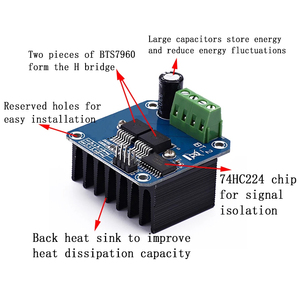 Đôi BTS7960 43A <span class=keywords><strong>h</strong></span>-<span class=keywords><strong>bridge</strong></span> tự làm xe thông minh mô-đun điều khiển động cơ công suất cao với tính năng chẩn đoán hiện tại danh mục sản phẩm ICS - Product Image 2