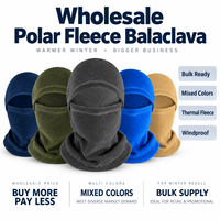 Vente en gros de balaclavas en polaire, masques de ski coupe-vent pour l'hiver, doublures de casque de moto, emballage en vrac, couleurs mélangées