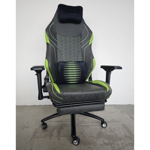 Chaise de <span class=keywords><strong>bureau</strong></span> de luxe haut de gamme pour personnes de grande taille avec accoudoirs 4D, chaise de jeu pivotante pour ordinateur <span class=keywords><strong>vert</strong></span>-noir avec repose-pieds pour grands hommes - Product Image 1