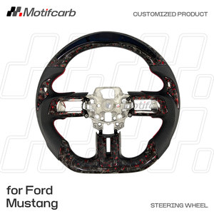 Volante LED de fibra de carbono forjado rojo personalizado para Ford Mustang S550 GT Shelby 350 500 Coupe 2015-2023 - Product Image 2