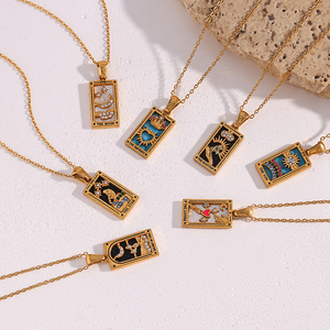 Collar <span class=keywords><strong>de</strong></span> acero inoxidable con signo <span class=keywords><strong>del</strong></span> <span class=keywords><strong>zodiaco</strong></span> cuadrado chapado en oro <span class=keywords><strong>de</strong></span> 18k para mujer, colgante <span class=keywords><strong>de</strong></span> tarjeta <span class=keywords><strong>de</strong></span> Tarot, joyería para mujer, regalo <span class=keywords><strong>de</strong></span> Navidad - Product Image 6