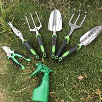 Ensemble d'outils de jardin bon marché de 9 pièces (râteau, cultivateur, sécateur, désherbeur, truelle, transplanteur, gants, sac, arrosoir)