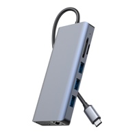 Hub d'extension Gigabit Subosen personnalisé Type-C 12-en-1 avec ports USB 3.0/2.0 et prise en charge des cartes SD pour ordinateur portable, en métal