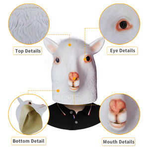 ที่กำหนดเองฮาโลวีนแปลกสัตว์แกะหน้ากากตลกสีขาวน้ำยางที่สมจริงแพะละมั่ง Llama พรรคหน้ากาก - Product Image 2