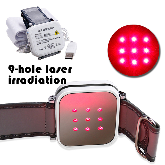 9 Holes Laser Wristwatch 650nm Wavelength for Promoting Blood Circulation Treating Hypertension Device