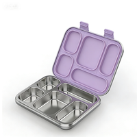 Boîte à bento, boîte à lunch. Bureau 304. Acier inoxydable. Étanche à l'air de qualité supérieure. Personnalisé. École. 5 compartiments. Boîte à lunch.