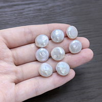Grandes perles de culture d'eau douce blanches laiteuses de 11-13 mm, forme bouton baroque, perles naturelles en vrac à dos plat pour la création de bijoux DIY