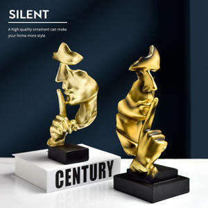 <span class=keywords><strong>Nova</strong></span> abstrait résine visage Sculpture Figurine moderne européen Silence est or Statue créative bureau salon Art décoration - Product Image 4