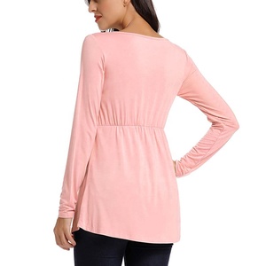 ZY vente en gros maternité femmes allaitement Blouse hauts à manches longues solide chemise d'allaitement vêtements <span class=keywords><strong>de</strong></span> <span class=keywords><strong>grossesse</strong></span> pour les femmes enceintes - Product Image 3