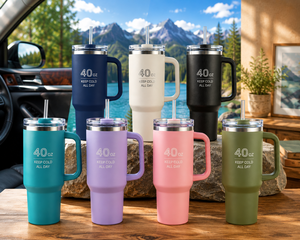 En stock, grande quantité de tasses isothermes en acier inoxydable, tasse de voiture avec poignée, tasse cadeau, capacité de 40 oz - Product Image 1