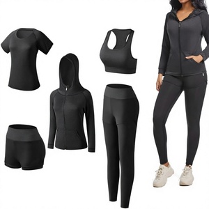 Women Yoga Set Zip Up Hoodie Sports <b>Leggings</b> Short Pants Long Sleeve Fitness Outfit Custom Wholesale Rate OEM <b>Cheap</b> Price - Product Image 4