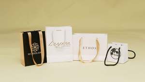 Custom Logo Printed Matt Finish <b>Pink</b> <b>Paper</b> Shopping <b>Bag</b> With Grosgrain Ribbon Handle - Product Image 3