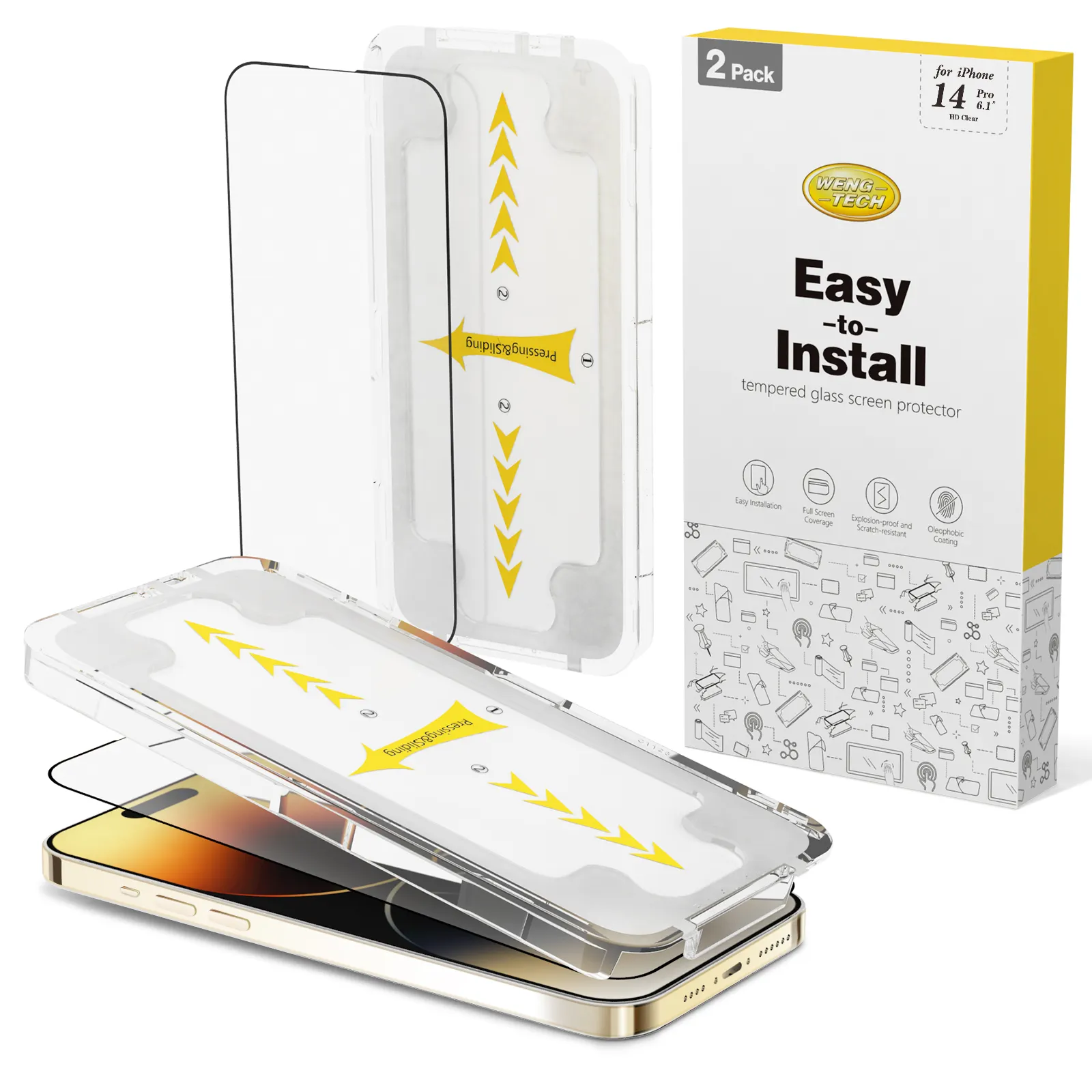 A++ Glass Screen Protector Easy to Install Application Tool for iPhone 14 14 Pro Max 13 12 11 X Screen Protector