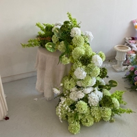 Décoration de scène d'événement Fleurs vertes Bouquet de mariage artificiel en hortensias Calla lilies artificielles Anthurium Centre de table en fleurs