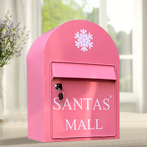 Boîte aux lettres murale vintage en fer, décorative de Noël, en métal, avec affichage latéral pour jardin extérieur - Product Image 4