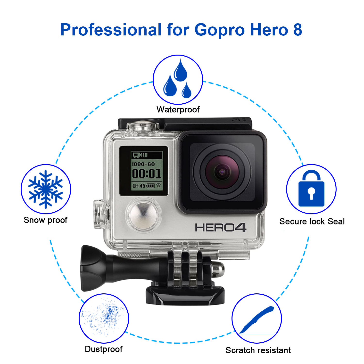HONGDAK Action Camera Accessories for Gopro Hero 4 Black Kit with Waterproof Protective Housing Case Diving Filter Kit