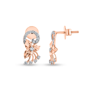 Boucles d'oreilles élégantes à motif de feuille d'or rose pour femmes, adaptées aux looks de fête de travail ou de week-end d'Inde - Product Image 5