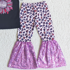 New Design Baby Girls Clothes Short Sleeve Bell Bottom <b>Pants</b> <b>Sequins</b> Fashion Kids Clothing Sets Boutique Children Clothes Outfit - Product Image 3