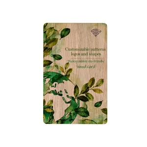 Carte Nfc en bois ISO 14443a 13.56Mhz, Logo personnalisé gravé Rfid, carte de visite en bois vierge en bambou