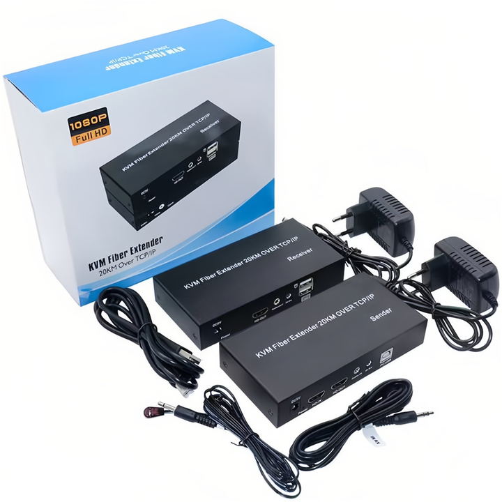 Extender In Fibra Ottica HDMI 4K KVM 20KM - Ricetrasmettitore Con Audio E IR, Spina UE - 5