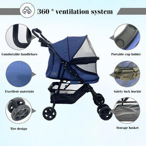 JXB Poussette pour animaux de compagnie pliable et légère à 4 roues en maille respirante pour chiens et chats de taille moyenne/petite avec <span class=keywords><strong>panier</strong></span> de rangement, vente en gros de produits bon marché - Product Image 4