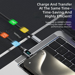 Cable <span class=keywords><strong>USB</strong></span>-<span class=keywords><strong>C</strong></span> <span class=keywords><strong>a</strong></span> <span class=keywords><strong>USB</strong></span>-<span class=keywords><strong>A</strong></span> con Pantalla LED Digital, Carga Rápida de 100W 3A, Trenzado de Nailon para iPhone y Computadora - Product Image 2