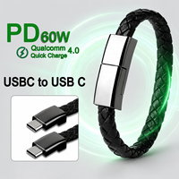 Nouveau câble de données portable et créatif en forme de bracelet, câble de charge rapide PD60W avec port Type-C, câble bracelet tressé à la main