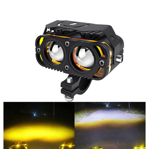 Projecteurs avant de moto à LED, phares stroboscopiques, feux de conduite blancs et jaunes, 2 lentilles, étanches IP67, 4000LM, lampe de travail, feu antibrouillard - Product Image 2