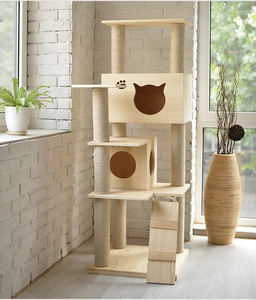 Menara kucing mewah berkelanjutan kayu Kondominium dan furnitur hewan peliharaan Sisal dengan penggaruk mendaki dan rumah bermain hadiah Natal sempurna - Product Image 3