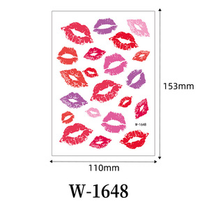 Día de San Valentín brillante <span class=keywords><strong>beso</strong></span> rojo labio estampado impermeable tatuaje temporal pegatinas para adultos niños mujeres hombres para disfraz de Halloween - Product Image 6