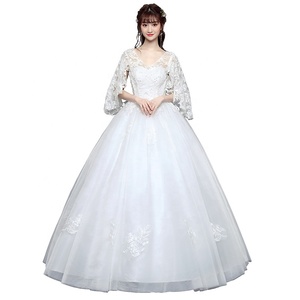 <span class=keywords><strong>2022</strong></span> automne et hiver nouvelle grande taille <span class=keywords><strong>femme</strong></span> robe de mariée un mot épaule longueur robe robes de mariage pour les femmes - Product Image 1