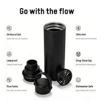 Bouteille d'eau isotherme en acier inoxydable 304 de 20 oz sans BPA, anti-fuite, avec logo personnalisé, infuseur à fruits et poignée