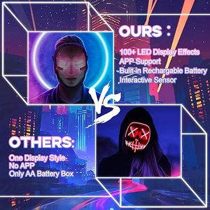 Cyberpunk Đơn Giản LED Đảng Ưa Thích Mặt Nạ LED Halloween Kỹ Thuật Số Mặt Nạ Kết Nối với Điện Thoại - Product Image 3
