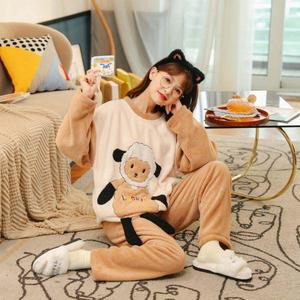 <span class=keywords><strong>Pigiama</strong></span> Invernale <span class=keywords><strong>in</strong></span> <span class=keywords><strong>Pile</strong></span> Corallo per Donna, Morbido e Caldo con Maniche Lunghe e Pantaloni con Fascia <span class=keywords><strong>in</strong></span> Vita - Product Image 6