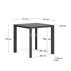 <span class=keywords><strong>Tavolo</strong></span> e Sedie Quadrati Neri Opachi, Set Moderno da Giardino in Alluminio, Arredamento da Esterno Stile Wabi Sabi - Product Image 6