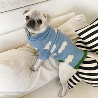 Pull en laine bleu sur mesure pour chien, tricoté à la main, réfléchissant, confortable, hiver, Noël, moderne, simple, personnalisé pour chiens de petite et grande taille