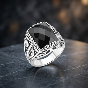 Anillo de Boda para Hombre, Diseño Vintage, Chapado en Rodio, Plata de Ley 925, Engaste de Circonita Cúbica Negra, Marca OEM - Product Image 2