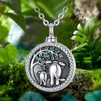 925 Sterling Silver Memory Two Elephant Keepsake Crémation Cendres Urne Colliers Cercueil Bijoux
