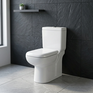 Inodoro de Cerámica de Dos Piezas, Completamente Esmaltado, con Sifón en P, Montado en el Suelo, Sanitario para Baño - Product Image 2