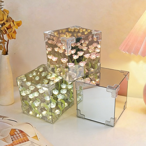 Rubiks <b>Cube</b> Flower Sea Rose Night <b>Light</b> Craft Kit 10x10 Battery Powered Button Switch Diy For Mother's Day Gift - Product Image 2