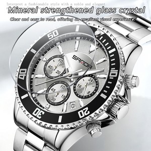 Reloj de Cuarzo Cronógrafo Sanda 9102 para Hombre, Caja Redonda de 45 mm, Esfera Analógica Deportiva con Cristal Mineral - Product Image 6