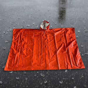 Poncho de pluie d'urgence en aluminium et PE orange imperméable de qualité industrielle - Product Image 3