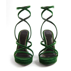 Sandales <span class=keywords><strong>à</strong></span> bout ouvert en velours de luxe personnalisées <span class=keywords><strong>talon</strong></span> haut épais avec <span class=keywords><strong>talon</strong></span> <span class=keywords><strong>compensé</strong></span> en métal personnalisé chaussures habillées <span class=keywords><strong>à</strong></span> bout carré style sexy - Product Image 5