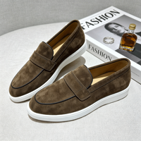 Nouveaux Mocassins Homme 2026 en Daim Marron Foncé Texture Luxe Semelle Caoutchouc Confortable Doublure Cuir Véritable Respirante Luxe Discret