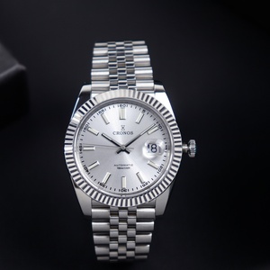 Cronos DateJ Luxury Men <b>Watch</b> Stainless Steel 5-Links Bracelet PT5000 Miyota 9015 Manual <b>Mechanical</b> 40-44mm Dial 100m Water - Product Image 6