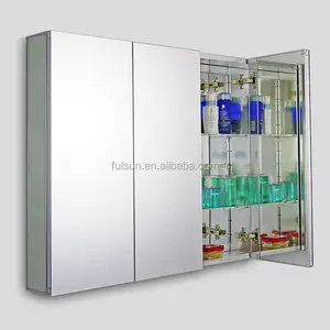 更多尺寸可供选择的三视图现代铝制玻璃门浴室柜